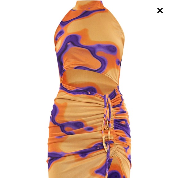 Funky Orange and Purple Cut Out Dress - Picture 2 of 3
